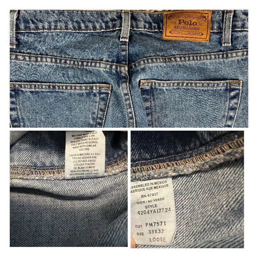 Vintage 80s 90s Polo Ralph Lauren Loose Straight Leg Jeans Size 33 x 32 - Picture 7 of 9